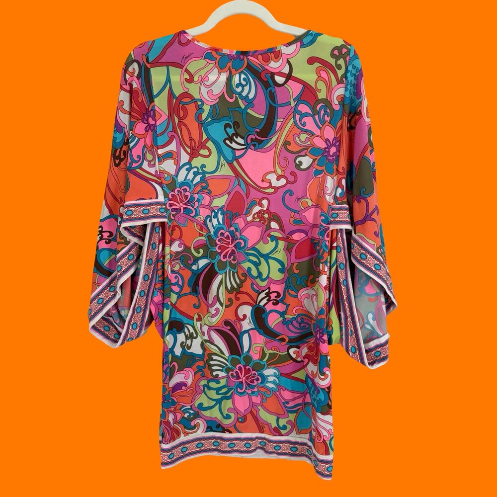 00's vintage groovy paisley y2k open back swim cover up dress XS/S trina turk